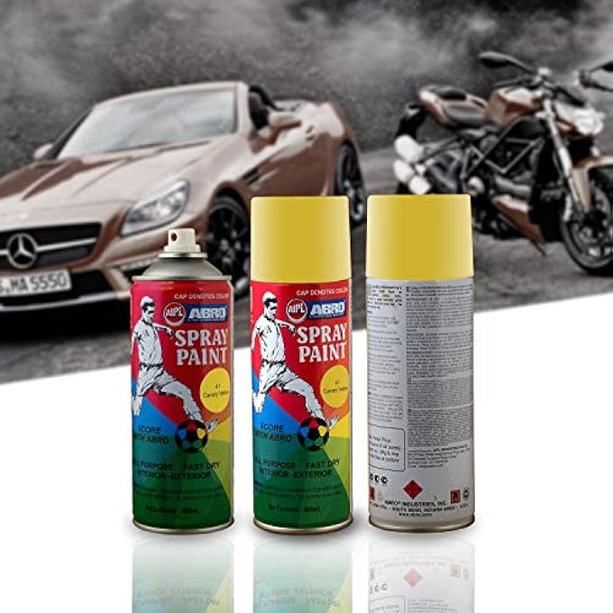 Abro SP-41 MULTIPURPOSE COLOUR SPRAY PAINT CAN FOR CARS AND BIKES (400ML, CANARY YELLOW, 2 PCS) - Image 5